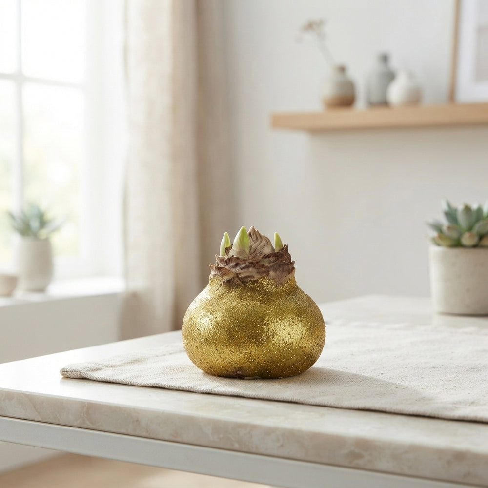 Gold Waxed Hyacinth Bulb Decoration – 20cm