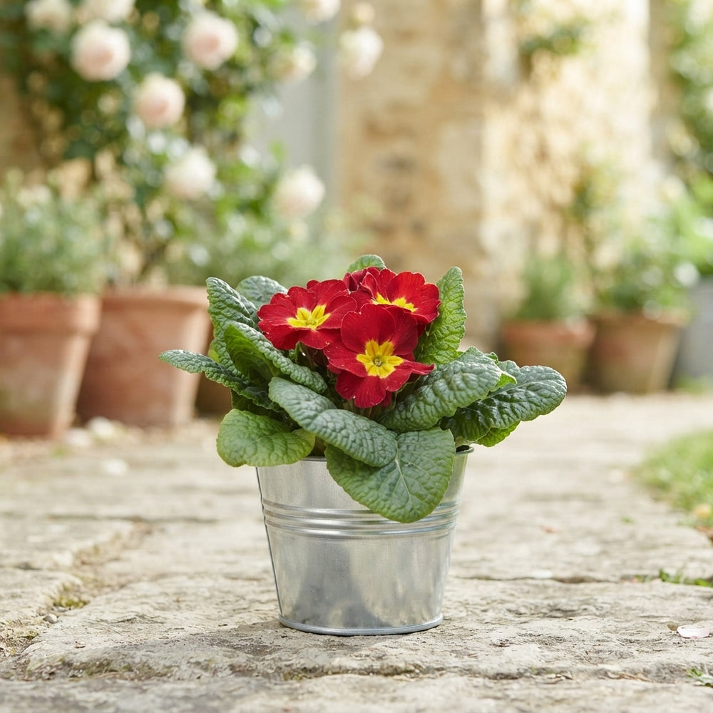 Mixed Primula Acaulis in Zinc Bucket – 11cm Pot