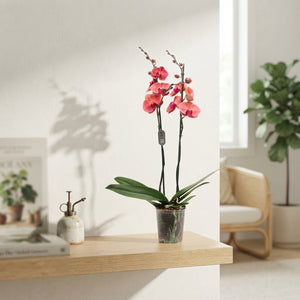 Orange Phalaenopsis Orchid – 2 Stem, 12cm Pot