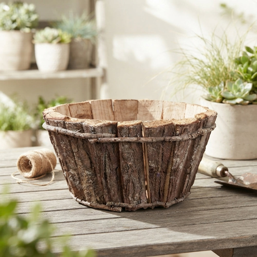 Round Wooden Plant Pot – 25cm