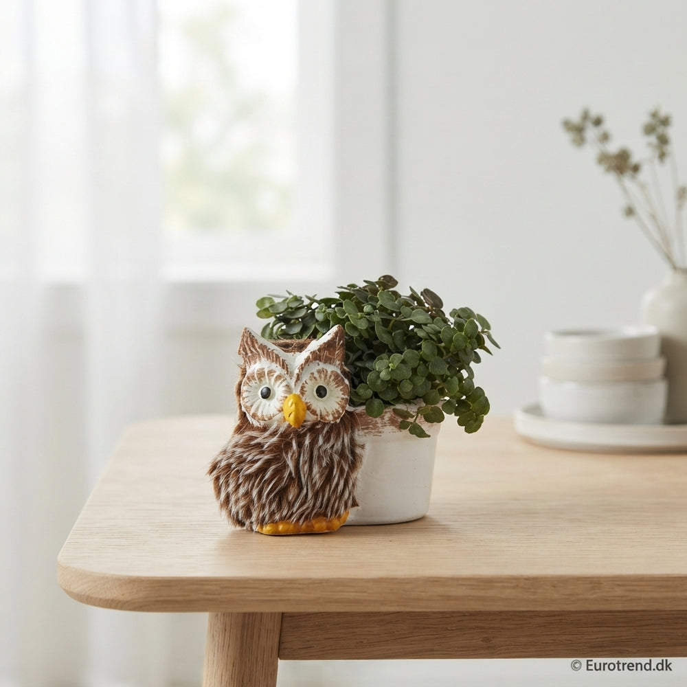 Green Feathered Owl Ceramic Ornament