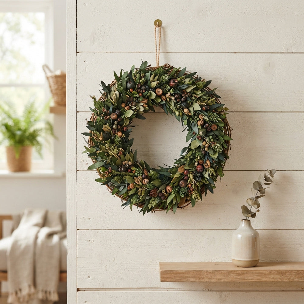 Luxury Green Decorative Wreath – 30cm