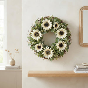 White Sunflower Wreath – 40cm