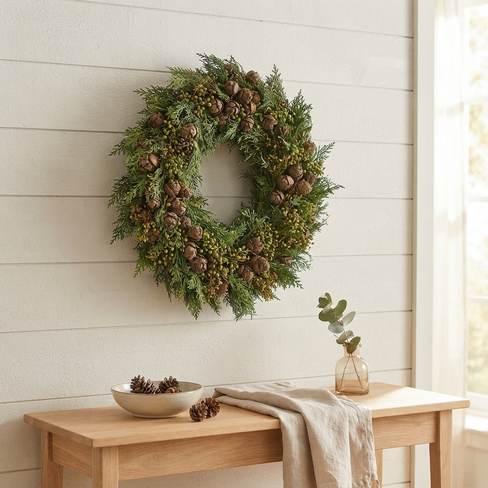 Green Cypress Exotica Wreath – 30cm