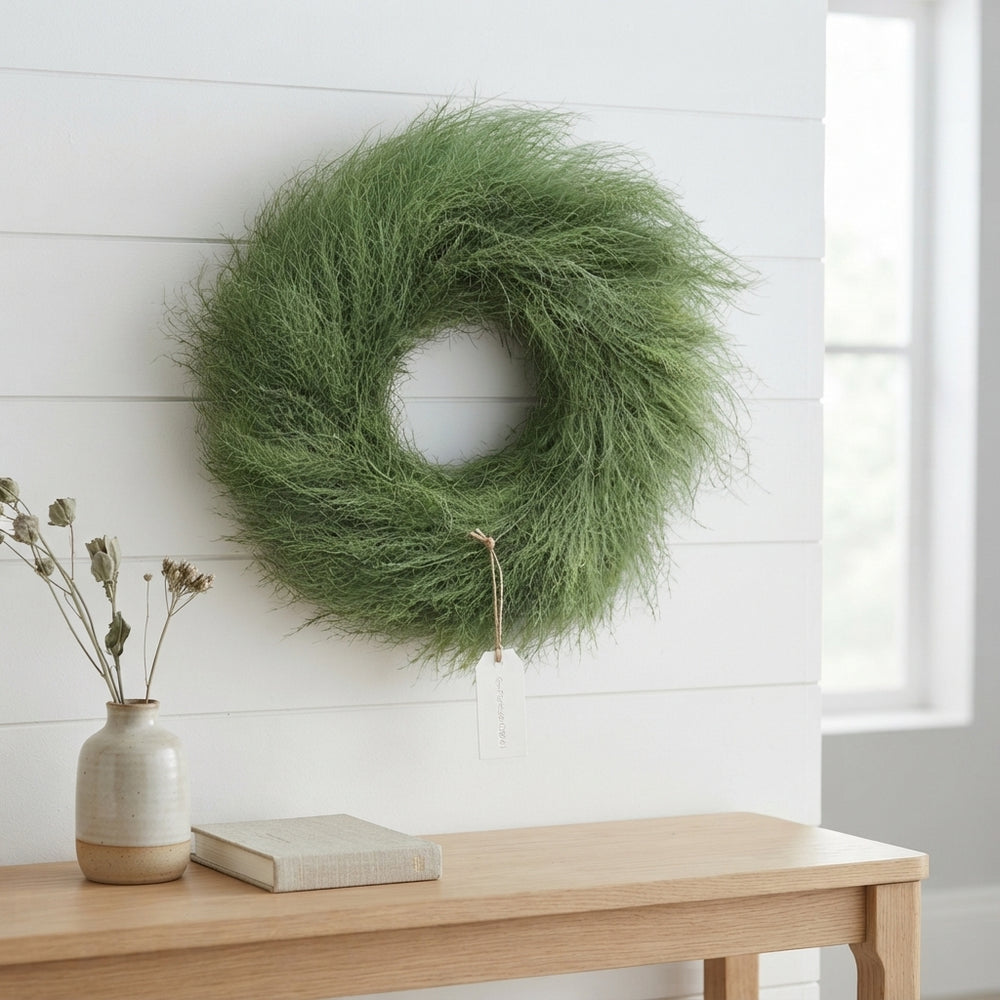 Natural Green Panicum Wreath – 40cm