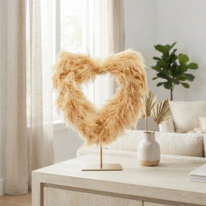 Natural Lao Grass Heart Wreath – 40cm