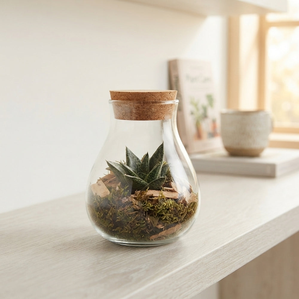 Gasteria Succulent in Glass Terrarium Bowl – 10cm