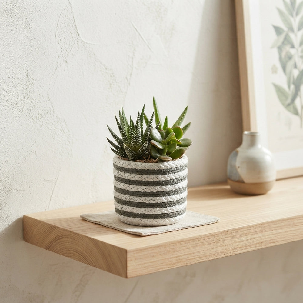 Mini Green Plant Arrangement – 8cm Ceramic Pot