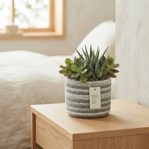 Mini Green Plant Arrangement – 8cm Ceramic Pot
