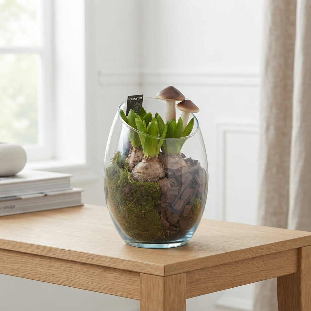 Oblique Glass Plant Arrangement – 15cm Vase
