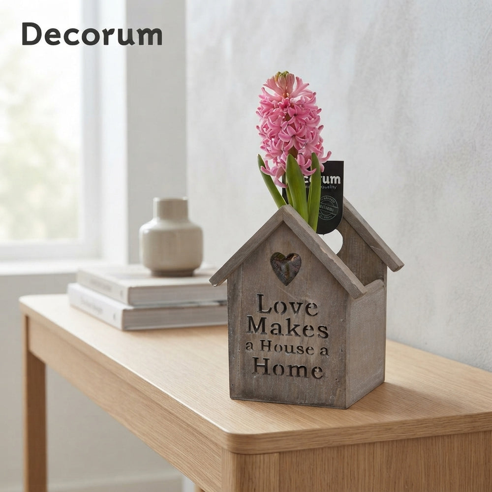 Lovely Home Wooden Birdhouse Plant Arrangement – 11cm Pot