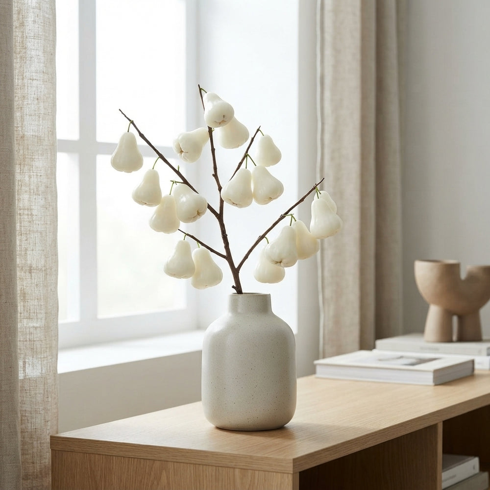 Ivory and White Wax Apple Decorative Stems