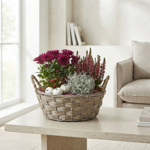 Mixed Floral Arrangement in Grey Oval Pot