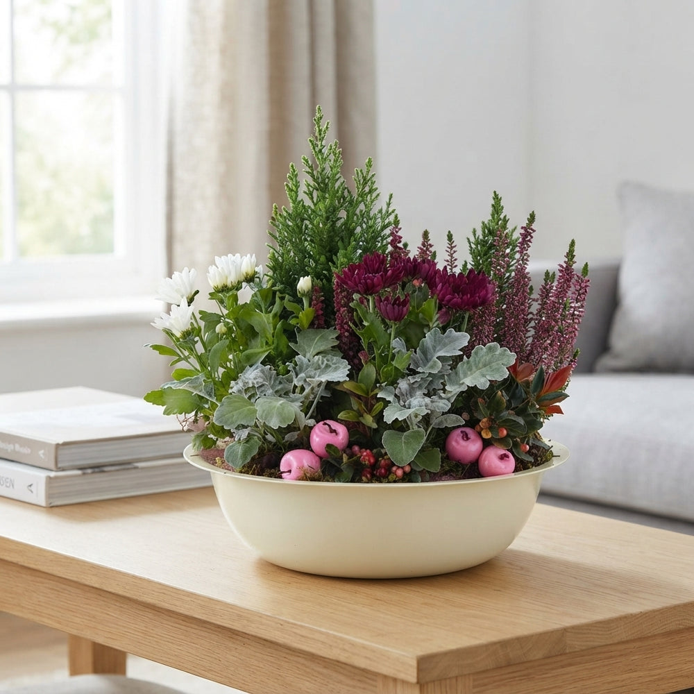 Mixed Arrangement in Extra-Large Cream Zigzag Bowl