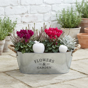 Mixed Colour Oval Zinc Flower Arrangement