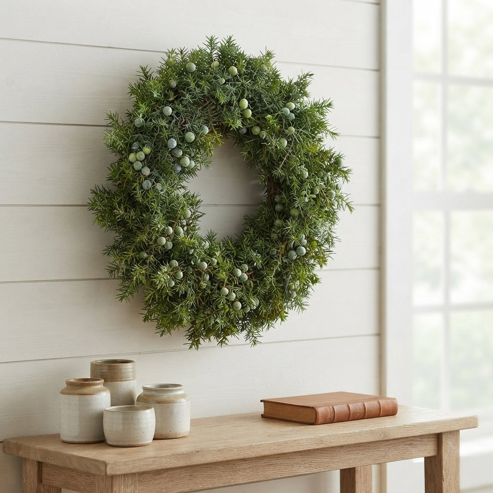 Natural Green Juniper Wreath – 20cm