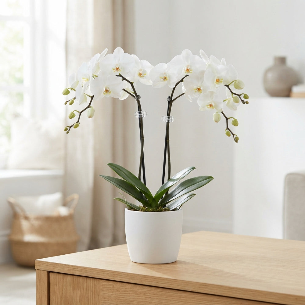 White Phalaenopsis Orchid – 12cm Pot, 50cm High