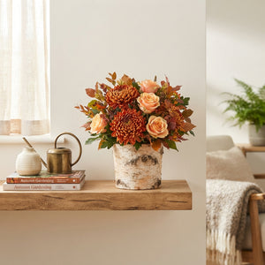 Autumn Arrangement in Decorative Wooden Pot – 14cm