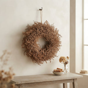 Brown Asparagus Wax Wreath – 40cm