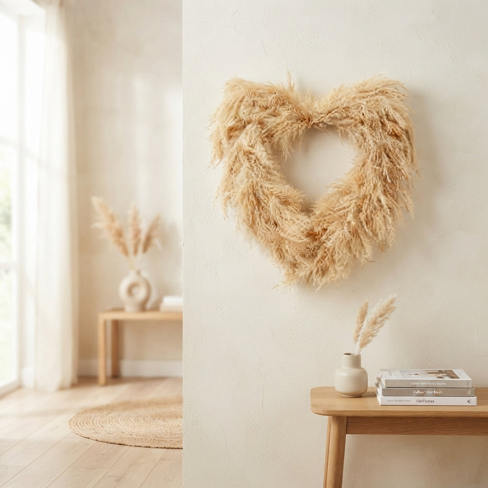 Natural Lao Grass Heart Wreath – 40cm