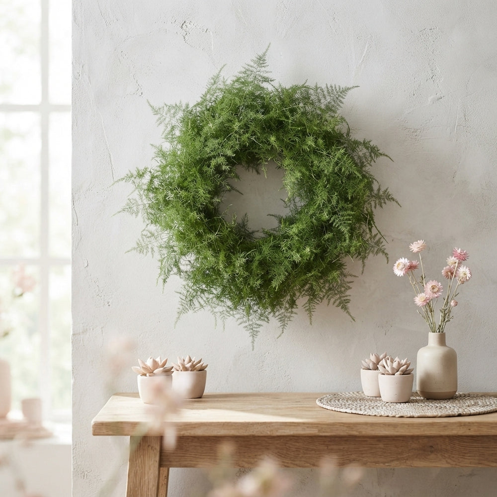 Pale Pink Asparagus Wreath – 40cm
