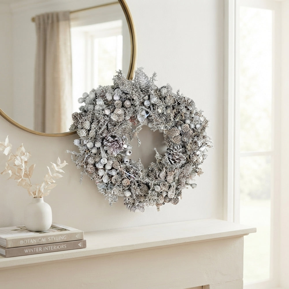 White Wax Fruit Wreath – 35cm