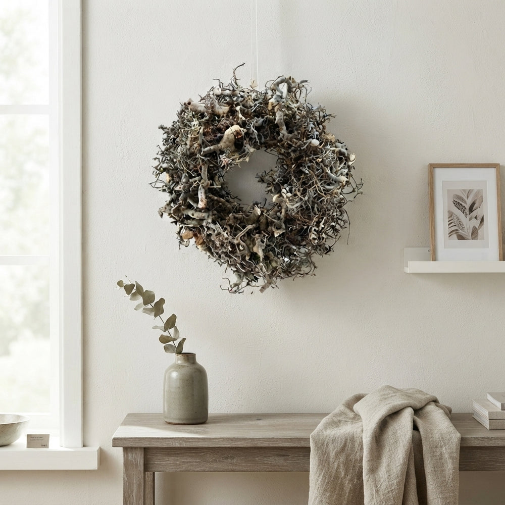 Grey Natural Bonsai-Style Wreath – 30cm