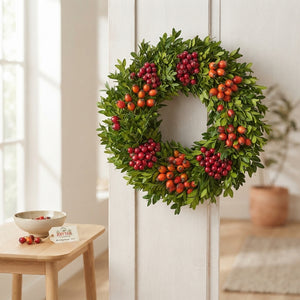 Mixed Colour Decorative Plant Wreath – 20cm
