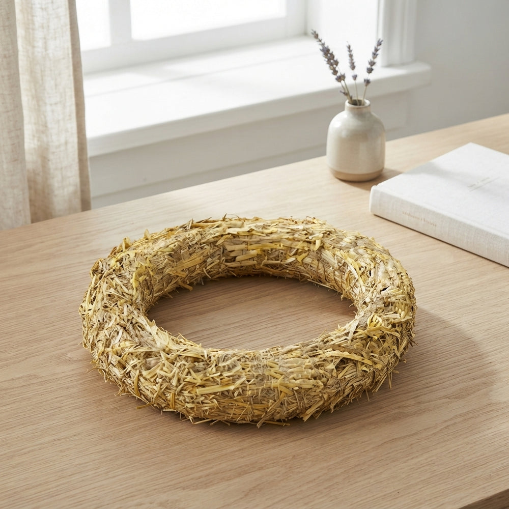 Natural Straw Decorative Wreath – 20cm