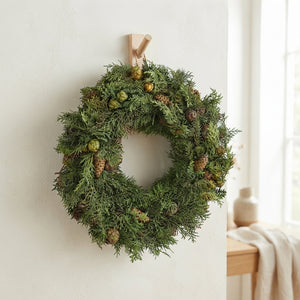 Green Cypress Pinecone Wreath – 40cm