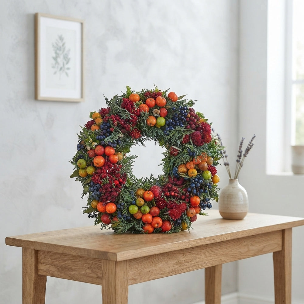 Mixed-Colour Dried Fruit Wreath – 30cm