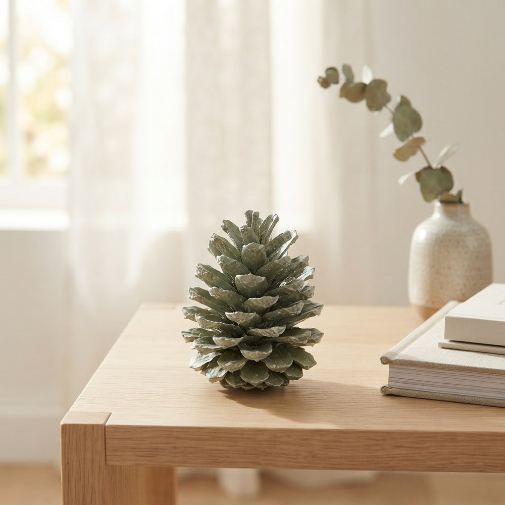 Green Wax Pine Cone Decoration