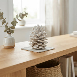 Cream Wax Pine Cone Decoration