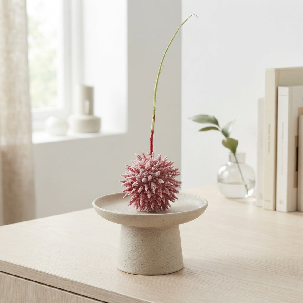 Red Waxed Echeveria-Style Decorative Plant