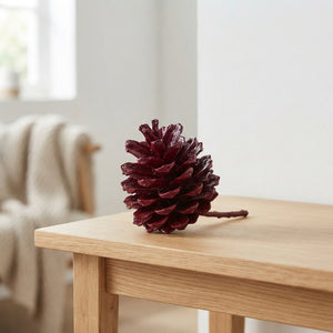 Burgundy Wax Pinecone Decoration – 10cm