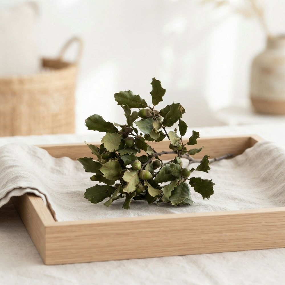 White Waxed Oak Dried Flower Decoration