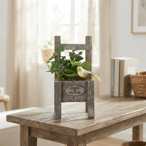 Mixed Indoor Plant Arrangement – 15cm Wooden Pot