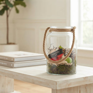 Amaryllis Arrangement in Glass Vase with Rope – 16cm