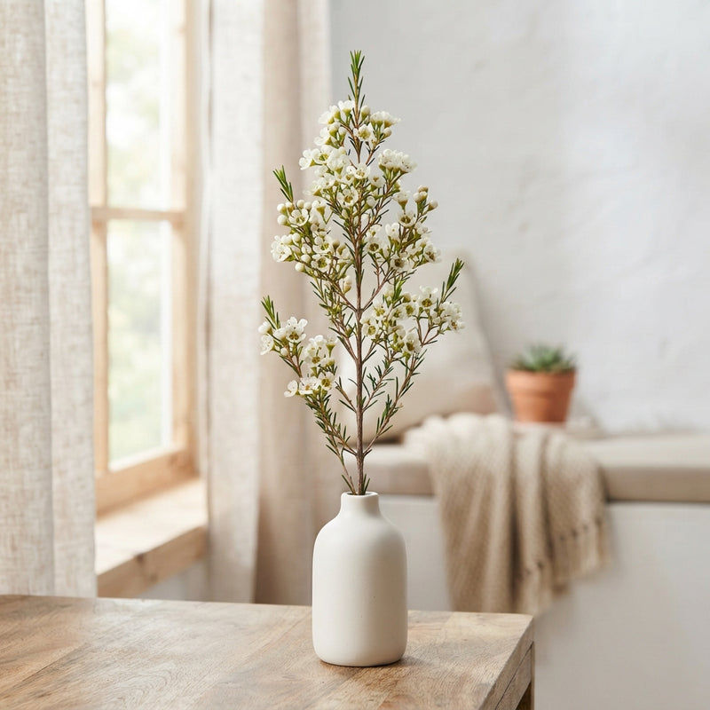 Ivory Wax Flower Decoration – 39cm Bunch