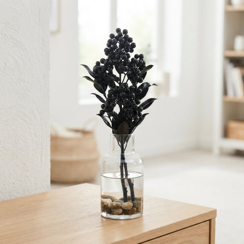 Black Wax Apple Decorative Branches – 30 Pack