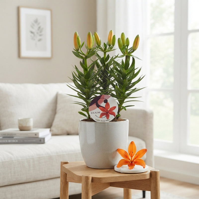 Orange Asiatic Lily – 13cm Pot, 35cm High