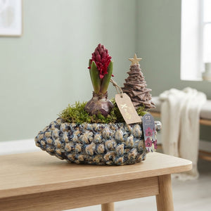 Red Flower Arrangement in Ceramic Pot – 24cm