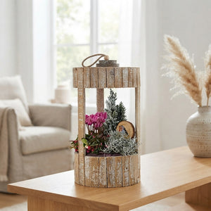 XXL Wooden Lantern Arrangement – Mixed Colours