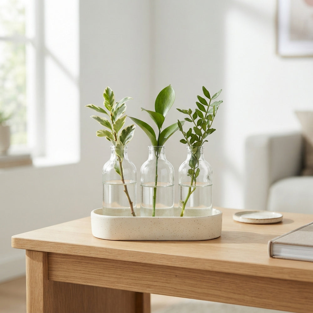 Ceramic Bowl Arrangement with Three Plants – 20cm