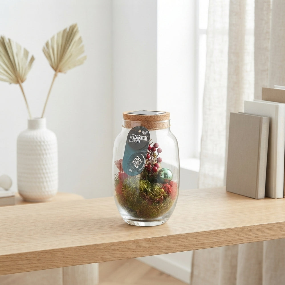 Mini Christmas Terrarium Arrangement – 12cm Glass Pot