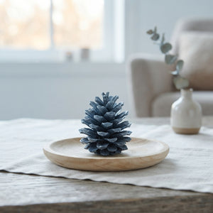 Blue-Grey Wax Pinecone Decoration – 10cm
