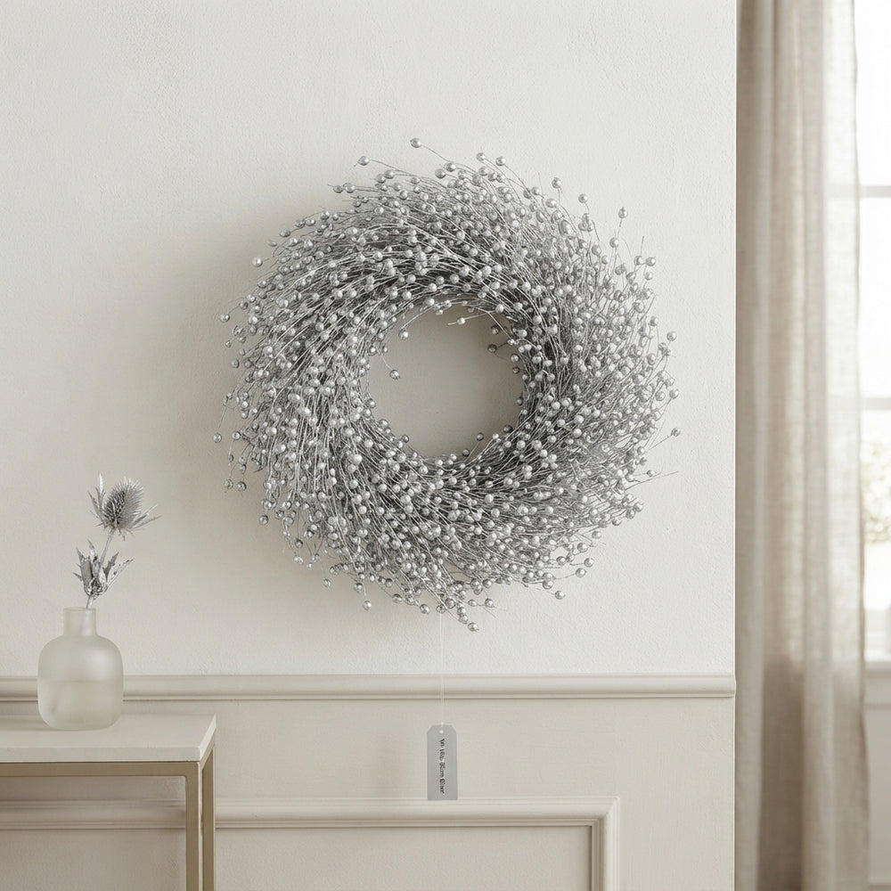 Silver Dried Flower Wreath – 30cm