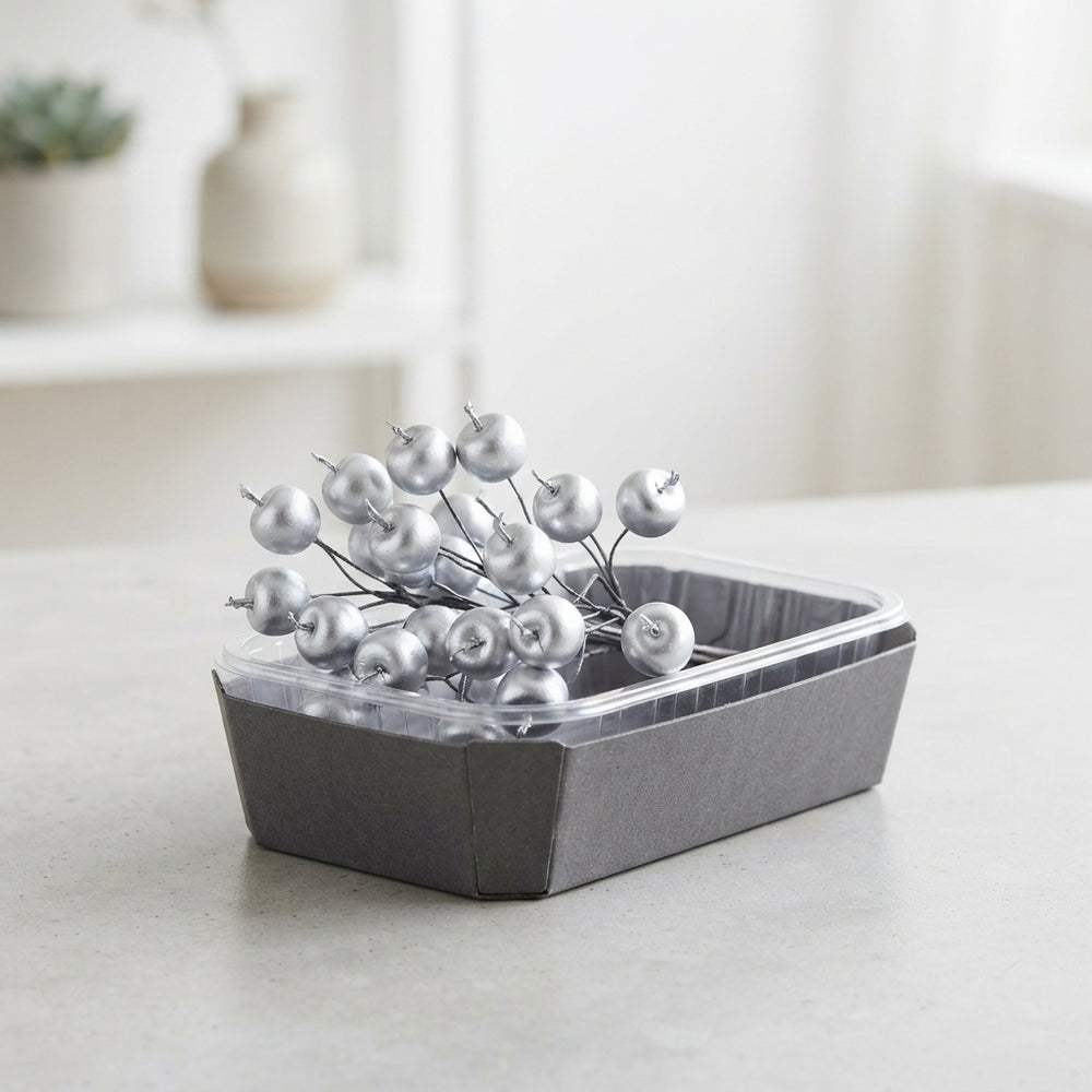 Silver Wax Apple Decorative Branches – 8 Stems
