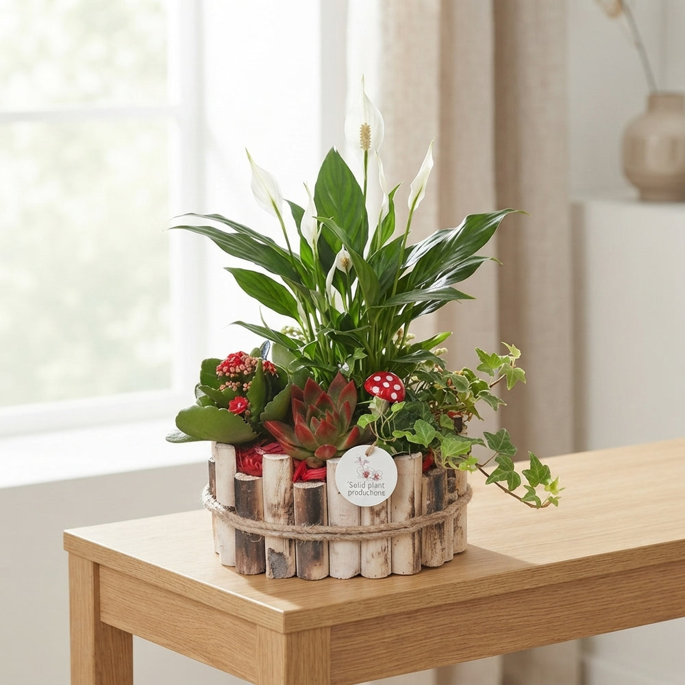 Small Autumn Arrangement in Oval Wooden Pot – 23cm