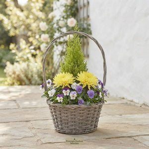 Wooden Handle Basket Plant Arrangement – 32cm